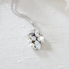 Simple white opal crystal and pearl Bridal necklace - BRIAR