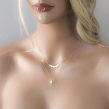 Single pearl necklace with gold filled chain - DEMI - Treasures by Agnes