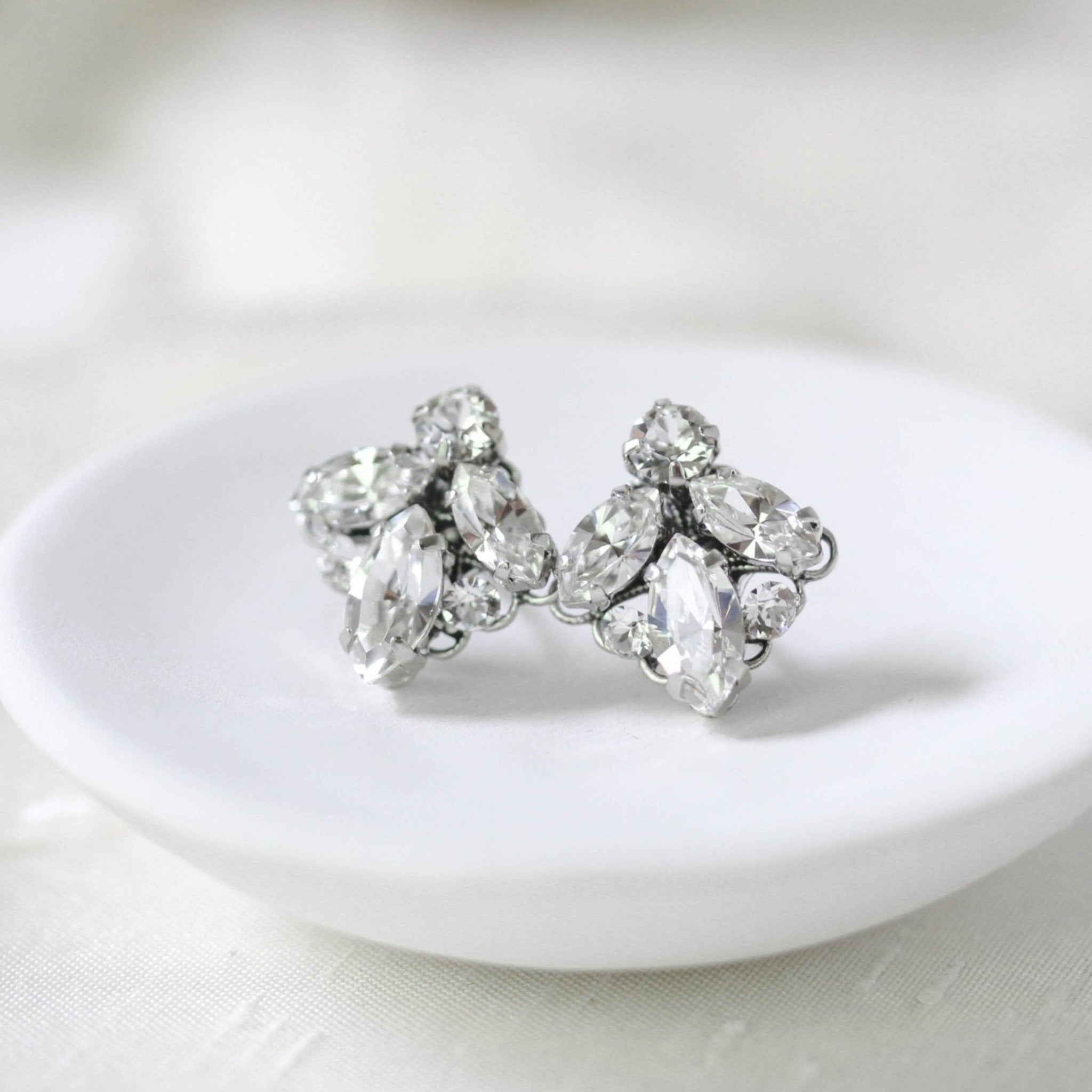 Small crystal stud bridal earrings - MILEY – Treasures by Agnes Small crystal stud bridal earrings - MILEY – Treasures by Agnes