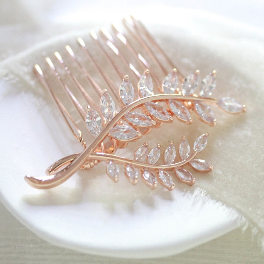 Small rose gold Bridal hair comb - APRILLE - Treasures by Agnes