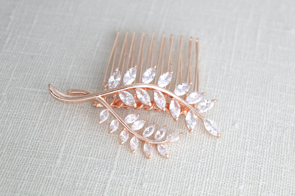 Small rose gold Bridal hair comb - APRILLE - Treasures by Agnes