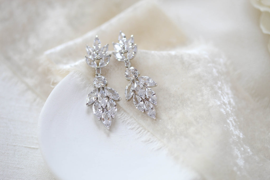 Small rose gold cubic zirconia Bridal earrings - KRISTEN - Treasures by Agnes