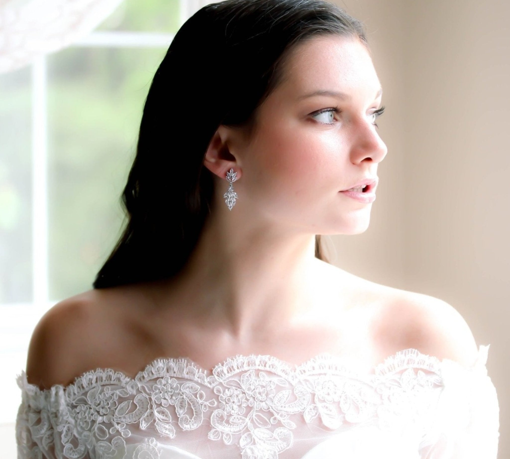 Small rose gold cubic zirconia Bridal earrings - KRISTEN - Treasures by Agnes