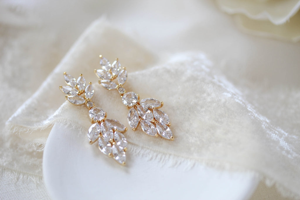 Small rose gold cubic zirconia Bridal earrings - KRISTEN - Treasures by Agnes