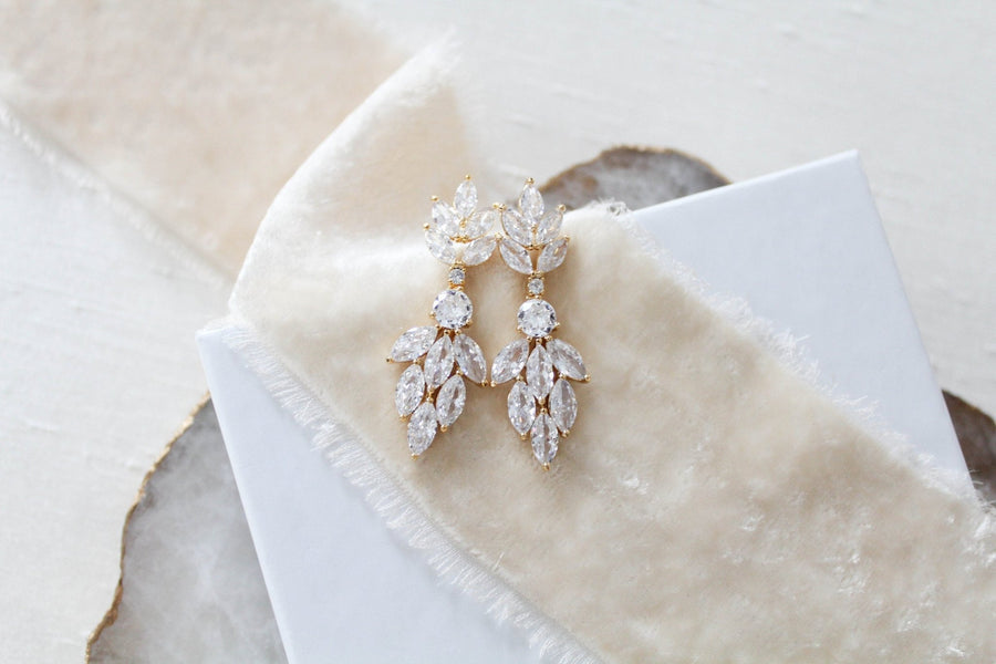 Small rose gold cubic zirconia Bridal earrings - KRISTEN - Treasures by Agnes