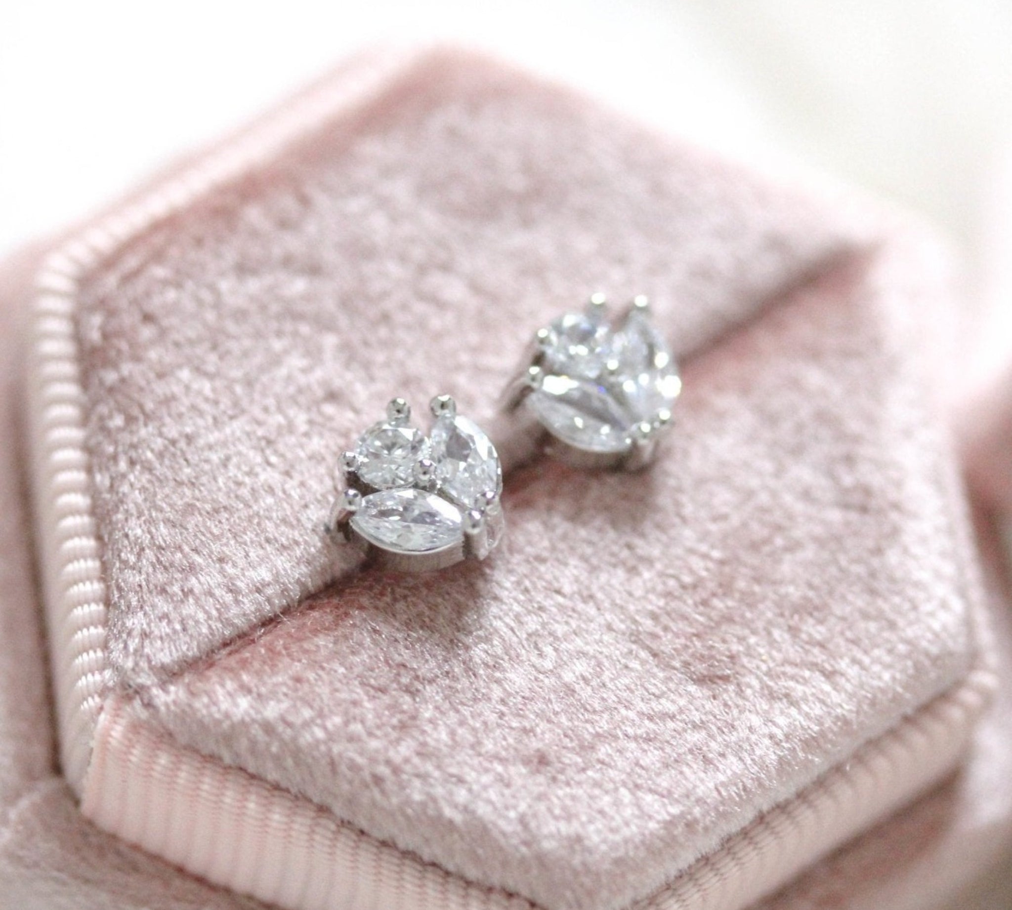 Small Rose gold Cubic Zirconia stud earrings for Bride or Bridesmaid - EMMA - Treasures by Agnes