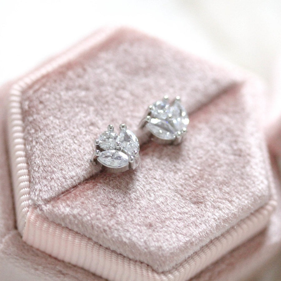 Small Rose gold Cubic Zirconia stud earrings for Bride or Bridesmaid - EMMA - Treasures by Agnes