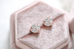 Small Rose gold Cubic Zirconia stud earrings for Bride or Bridesmaid - EMMA - Treasures by Agnes
