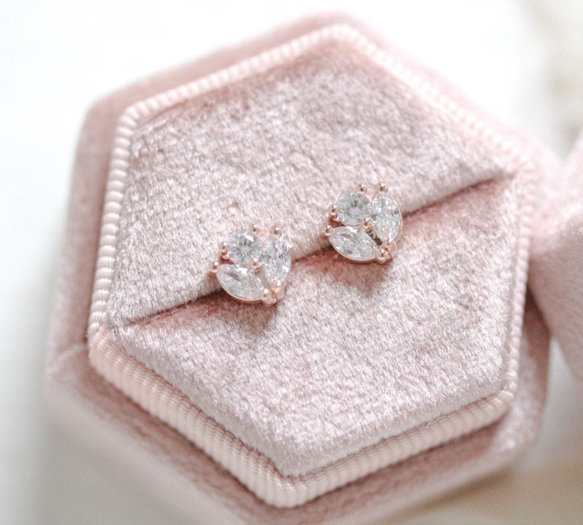 Small Rose gold Cubic Zirconia stud earrings for Bride or Bridesmaid - EMMA - Treasures by Agnes