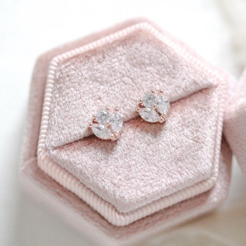 Small Rose gold Cubic Zirconia stud earrings for Bride or Bridesmaid - EMMA - Treasures by Agnes