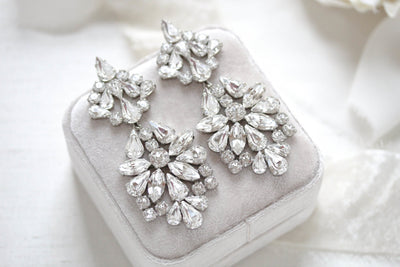 Statement Bridal Crystal Earrings - SADIE– Treasures by Agnes