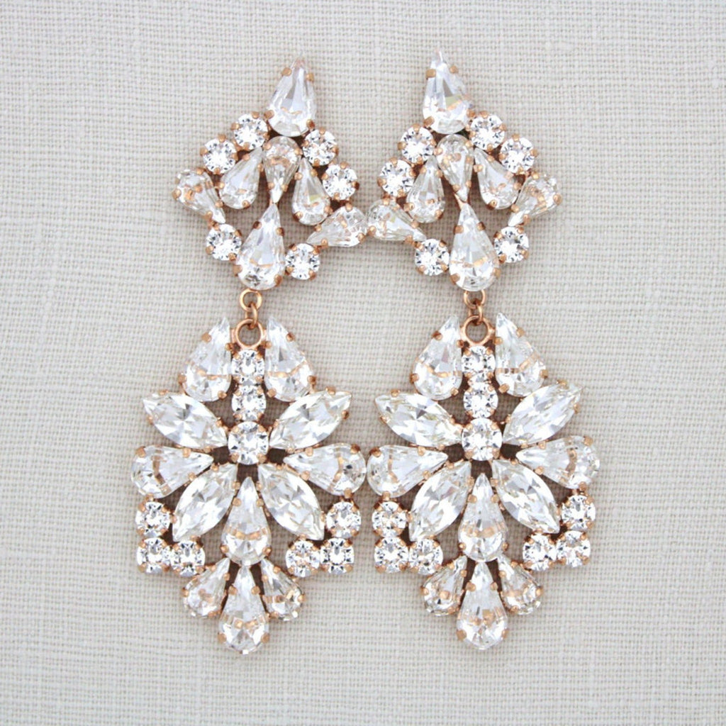 Statement Bridal Crystal Earrings - SADIE - Treasures by Agnes