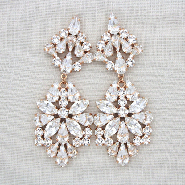 Statement Bridal Crystal Earrings - SADIE - Treasures by Agnes