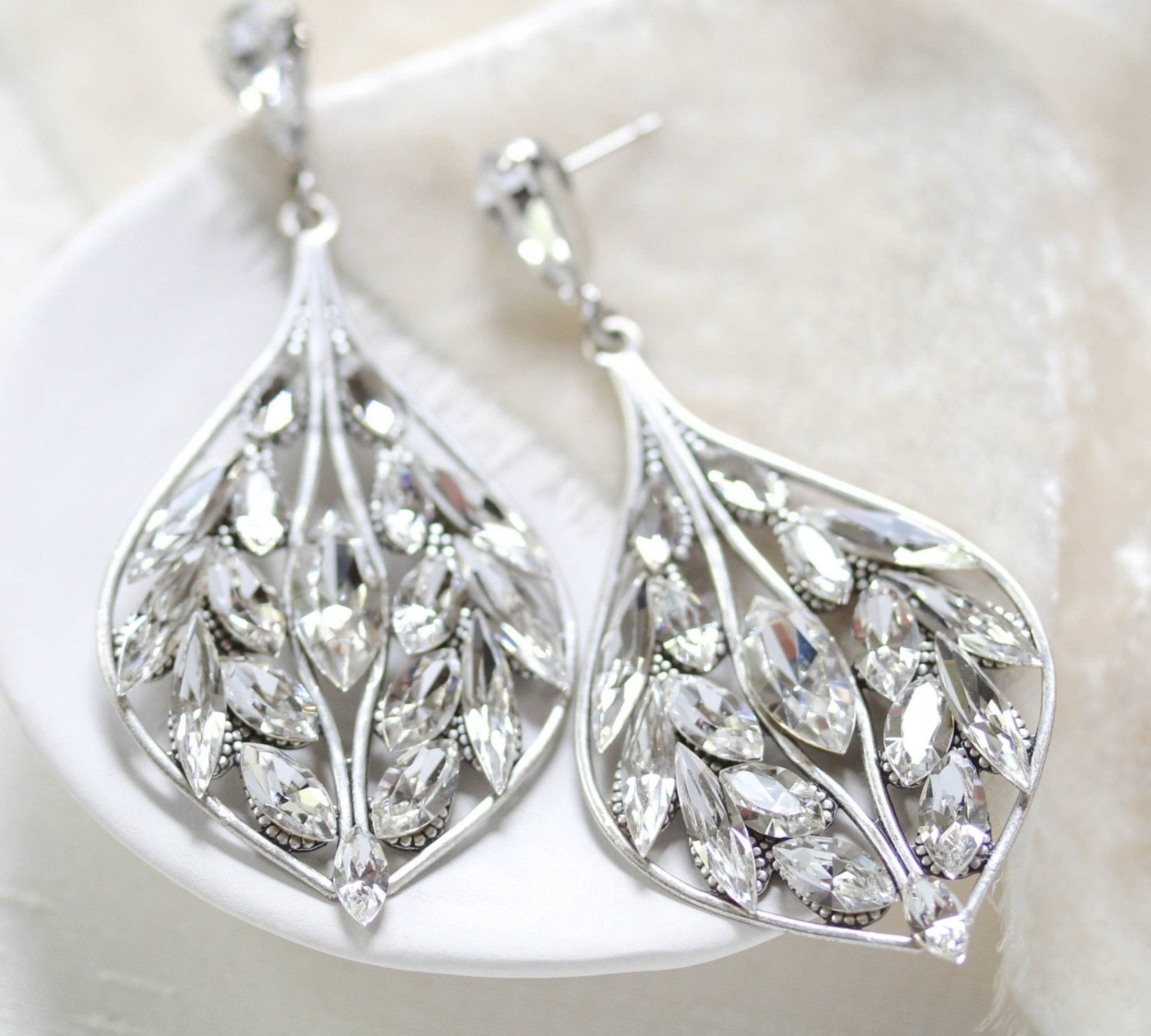 Statement crystal Chandelier earrings for Bride - LAYLAH - Treasures by Agnes
