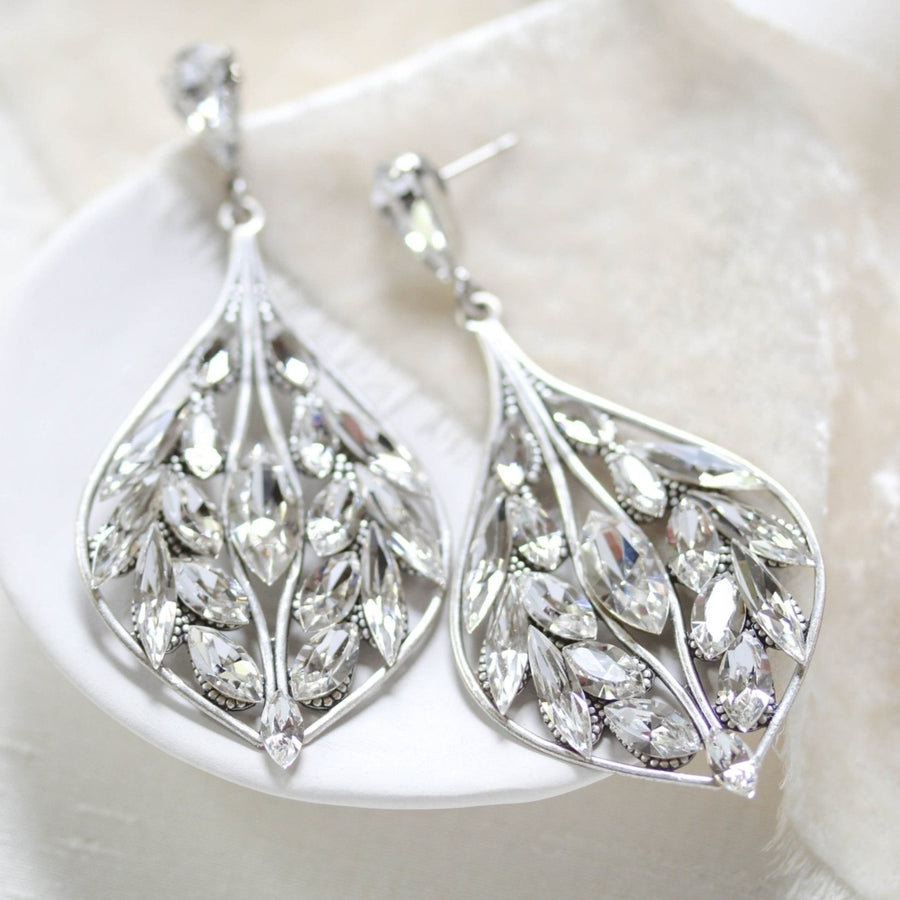 Statement crystal Chandelier earrings for Bride - LAYLAH - Treasures by Agnes