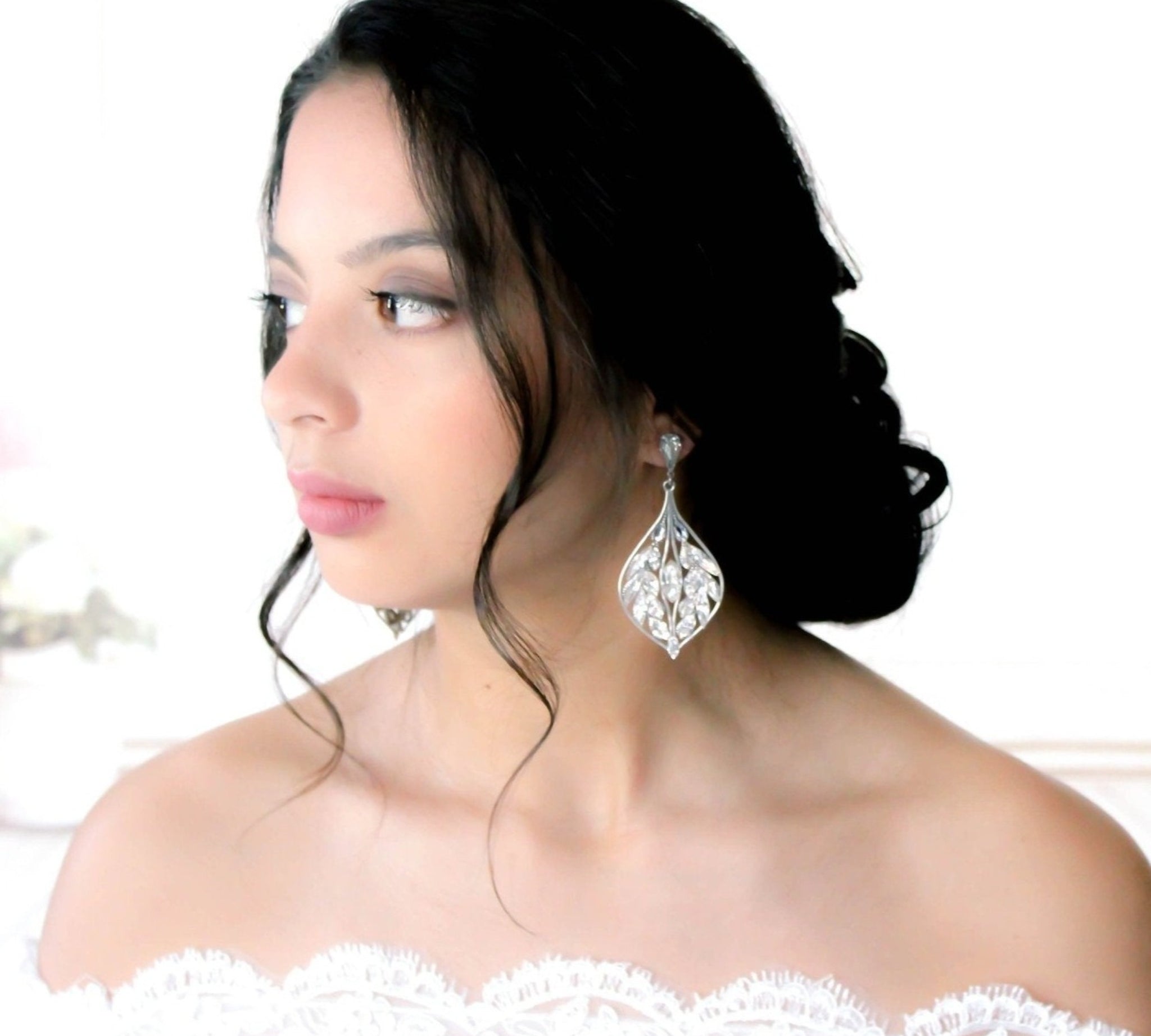 Statement crystal Chandelier earrings for Bride - LAYLAH - Treasures by Agnes