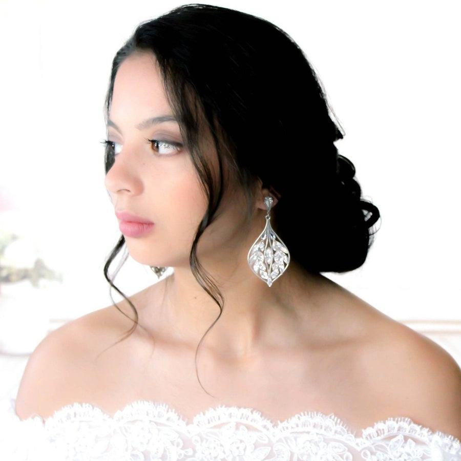 Statement crystal Chandelier earrings for Bride - LAYLAH - Treasures by Agnes