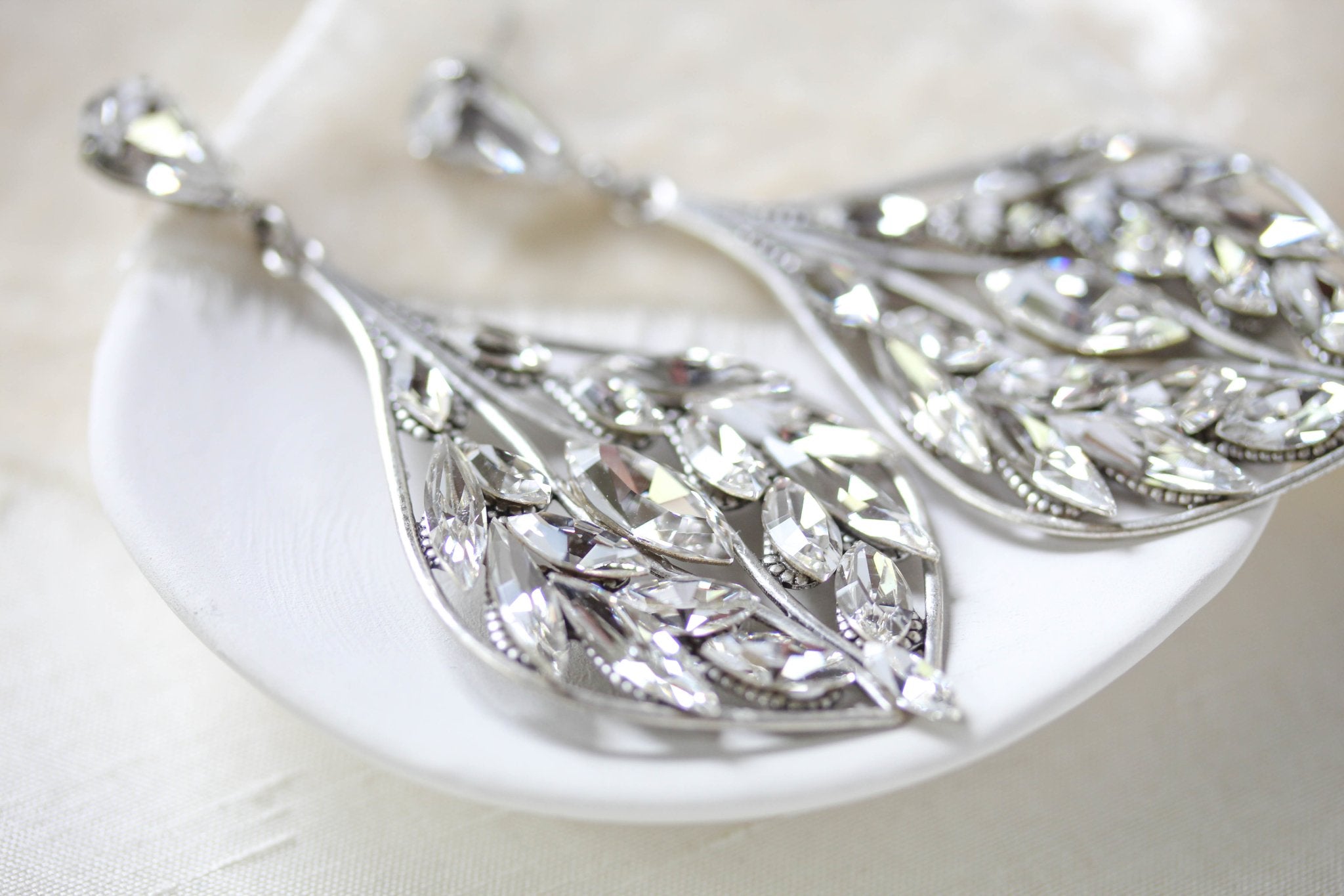 Statement crystal Chandelier earrings for Bride - LAYLAH - Treasures by Agnes
