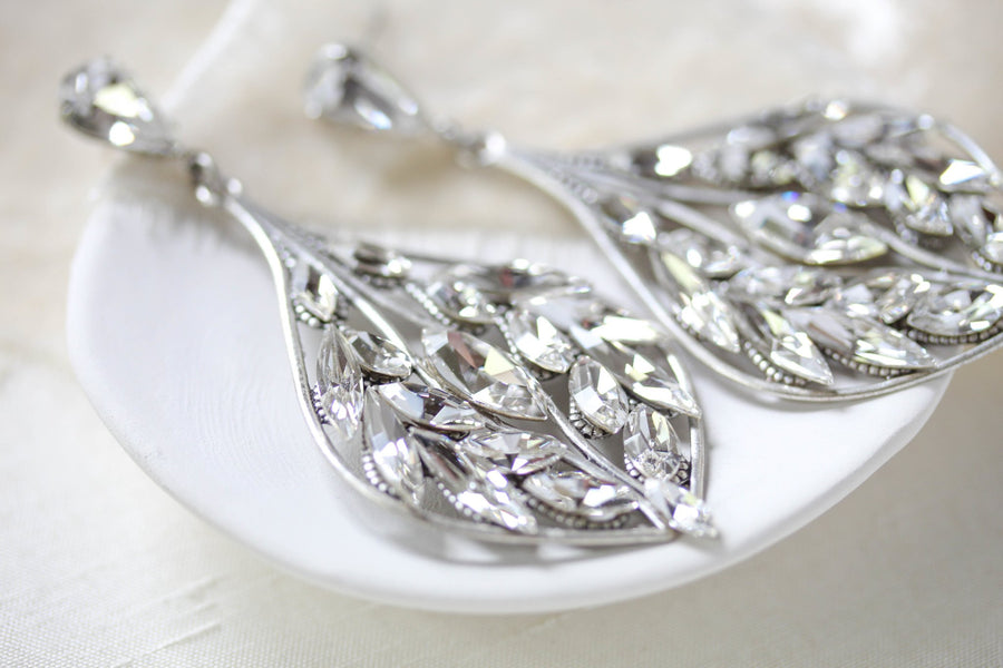 Statement crystal Chandelier earrings for Bride - LAYLAH - Treasures by Agnes