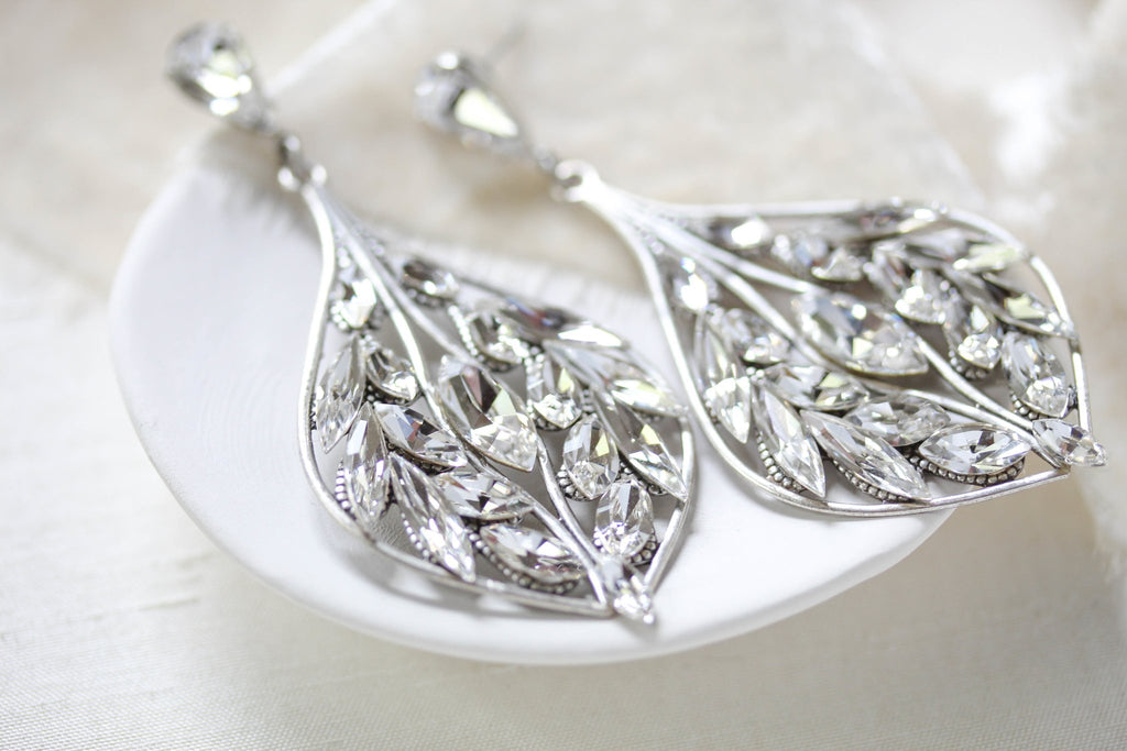 Statement crystal Chandelier earrings for Bride - LAYLAH - Treasures by Agnes