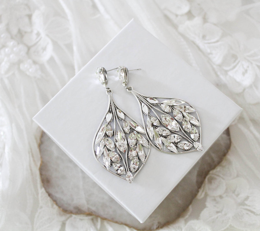 Statement crystal Chandelier earrings for Bride - LAYLAH - Treasures by Agnes