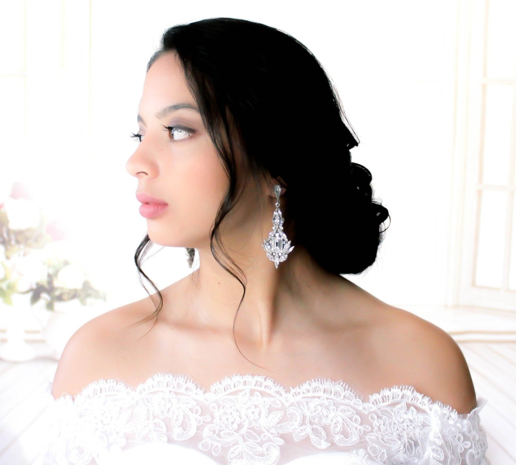 Statement crystal Wedding earrings - ZOE - Treasures by Agnes