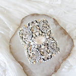 Statement Wedding cuff bracelet with Austrian crystals - RAYNE - Treasures by Agnes