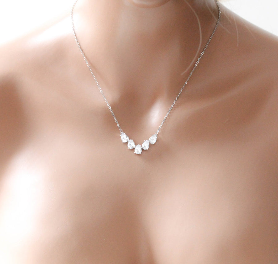 Teardrop cubic zirconia necklace - GEMMA - Treasures by Agnes