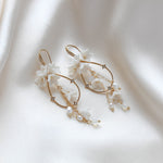 Teardrop Hoop Floral earrings for Bride - IRENA - Treasures by Agnes