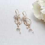 Teardrop Hoop Floral earrings for Bride - IRENA - Treasures by Agnes