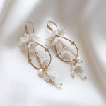 Teardrop Hoop Floral earrings for Bride - IRENA - Treasures by Agnes