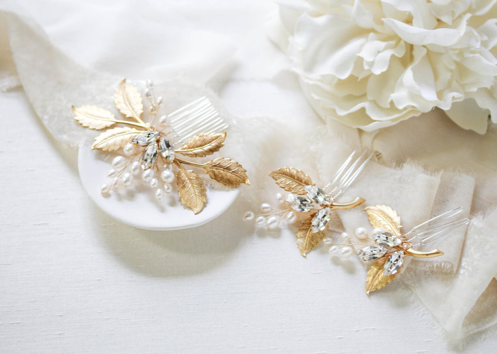 Three piece crystal bridal hair comb set -DAWN - Treasures by Agnes