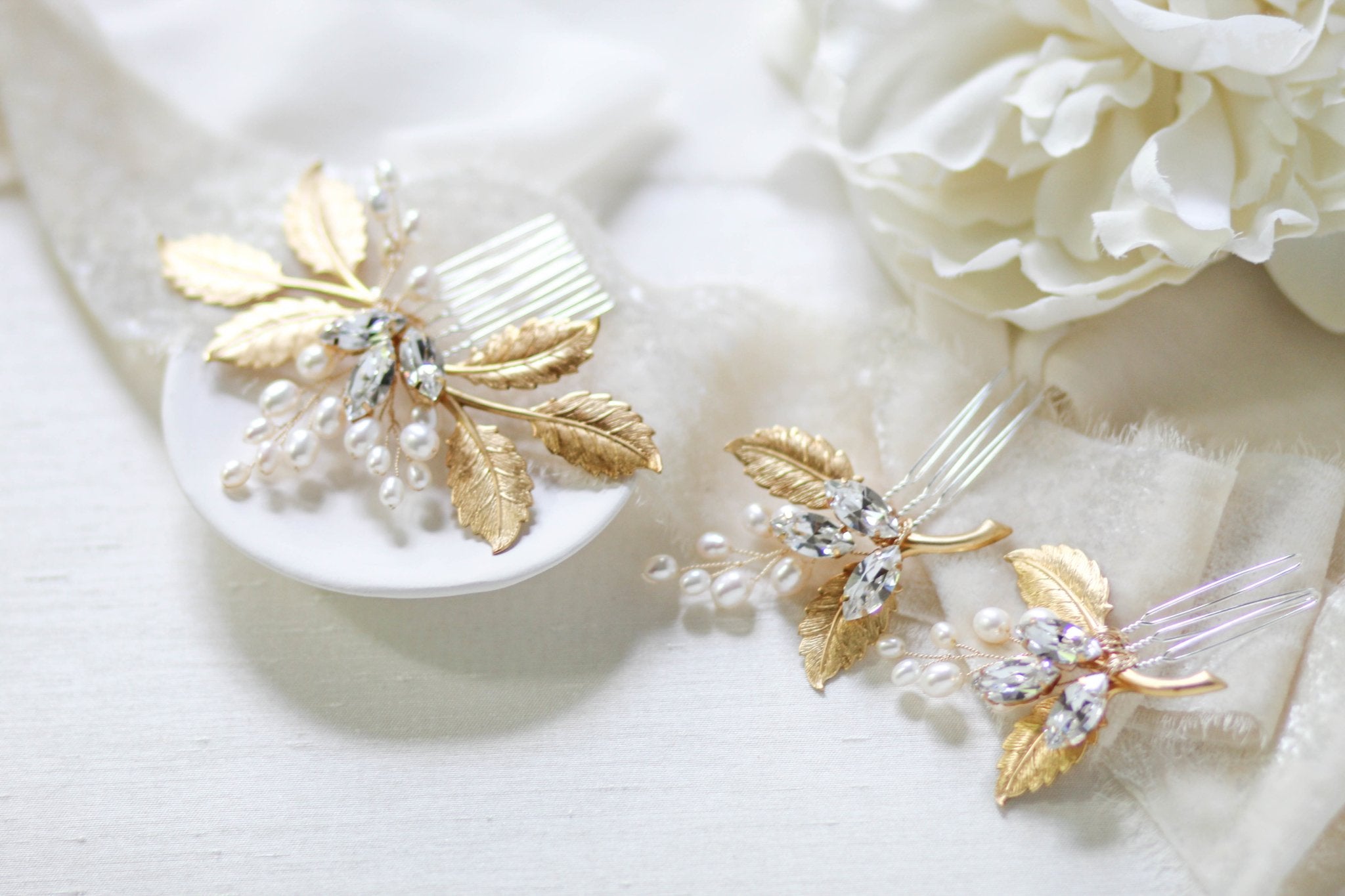 Three piece crystal bridal hair comb set -DAWN - Treasures by Agnes