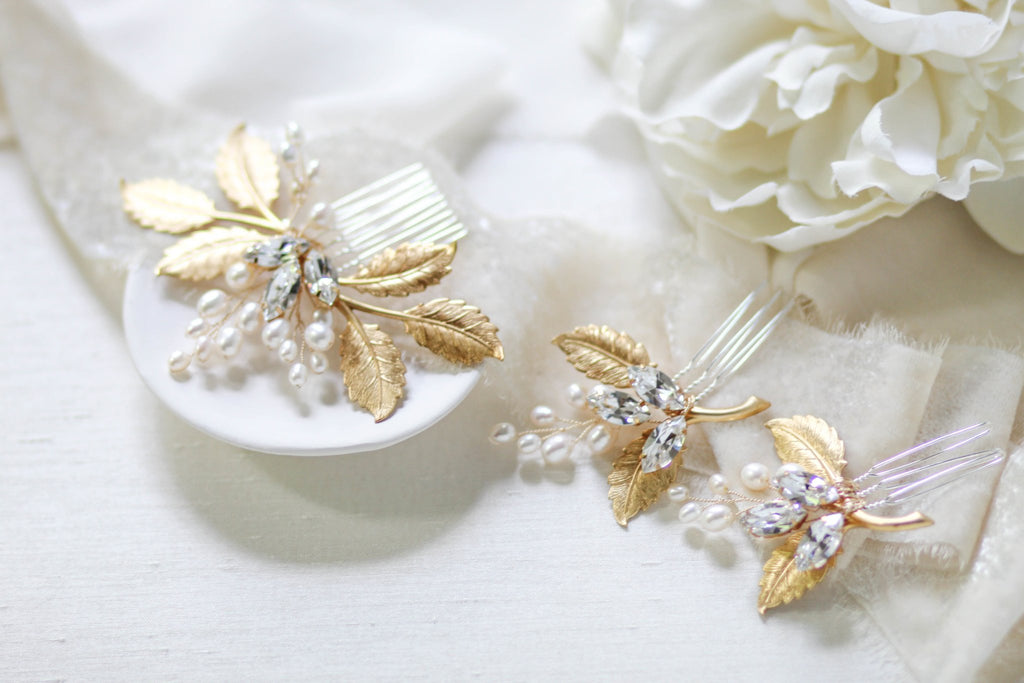 Three piece crystal bridal hair comb set -DAWN - Treasures by Agnes