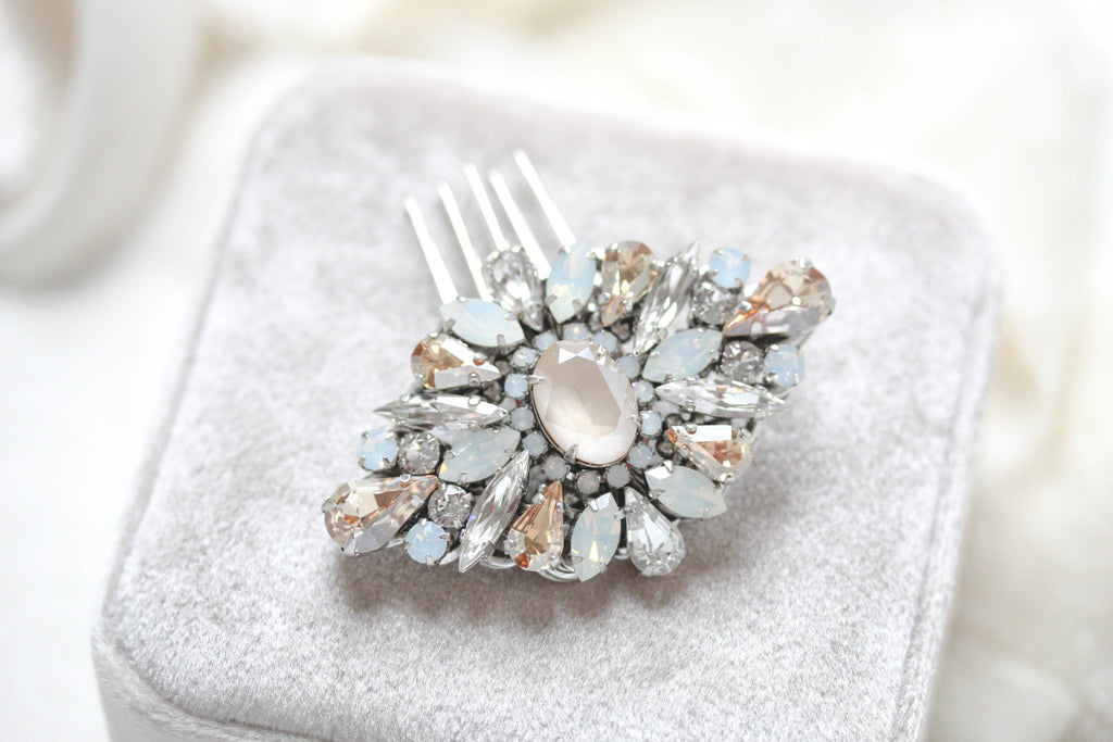 Vintage inspired crystal Bridal hair comb - PIPER - Treasures by Agnes
