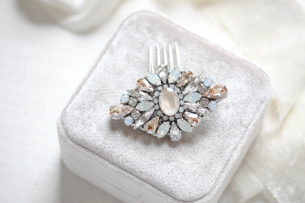 Vintage inspired crystal Bridal hair comb - PIPER - Treasures by Agnes