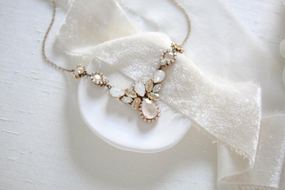 Vintage inspired crystal Wedding necklace - BAILEY - Treasures by Agnes