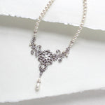 Vintage style antique silver pearl wedding necklace - Treasures by Agnes