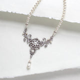 Vintage style antique silver pearl wedding necklace - Treasures by Agnes