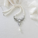 Vintage style antique silver pearl wedding necklace - Treasures by Agnes