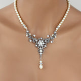 Vintage style antique silver pearl wedding necklace - Treasures by Agnes