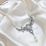 Vintage style antique silver pearl wedding necklace - Treasures by Agnes