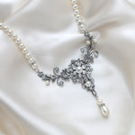 Vintage style antique silver pearl wedding necklace - Treasures by Agnes
