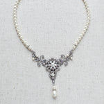 Vintage style antique silver pearl wedding necklace - Treasures by Agnes