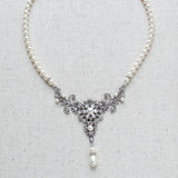Vintage style antique silver pearl wedding necklace - Treasures by Agnes