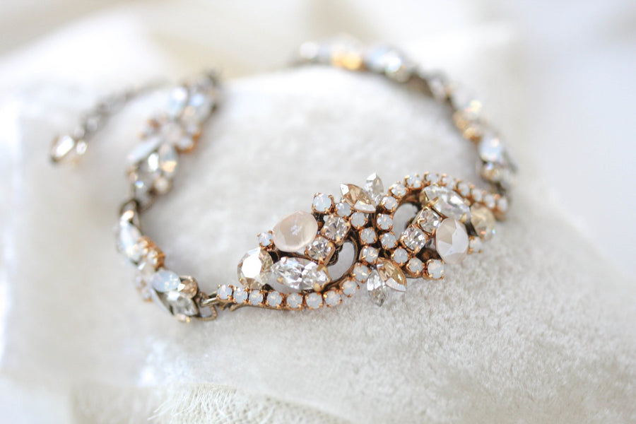Vintage style Austrian Crystal Bridal bracelet - LUCY - Treasures by Agnes