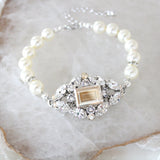 Vintage style crystal and pearl Bridal bracelet - VALENTINA - Treasures by Agnes
