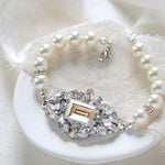 Vintage style crystal and pearl Bridal bracelet - VALENTINA - Treasures by Agnes