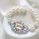 Vintage style crystal and pearl Bridal bracelet - VALENTINA - Treasures by Agnes