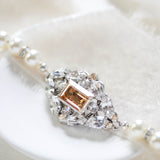 Vintage style crystal and pearl Bridal bracelet - VALENTINA - Treasures by Agnes